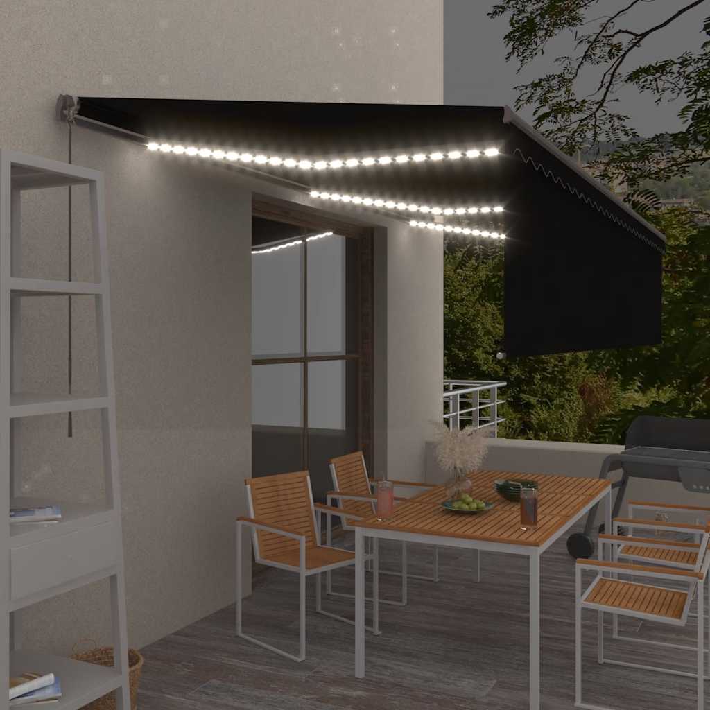 vidaXL Markise Manuell Einziehbar mit Rollo & LED 6x3 m Anthrazit