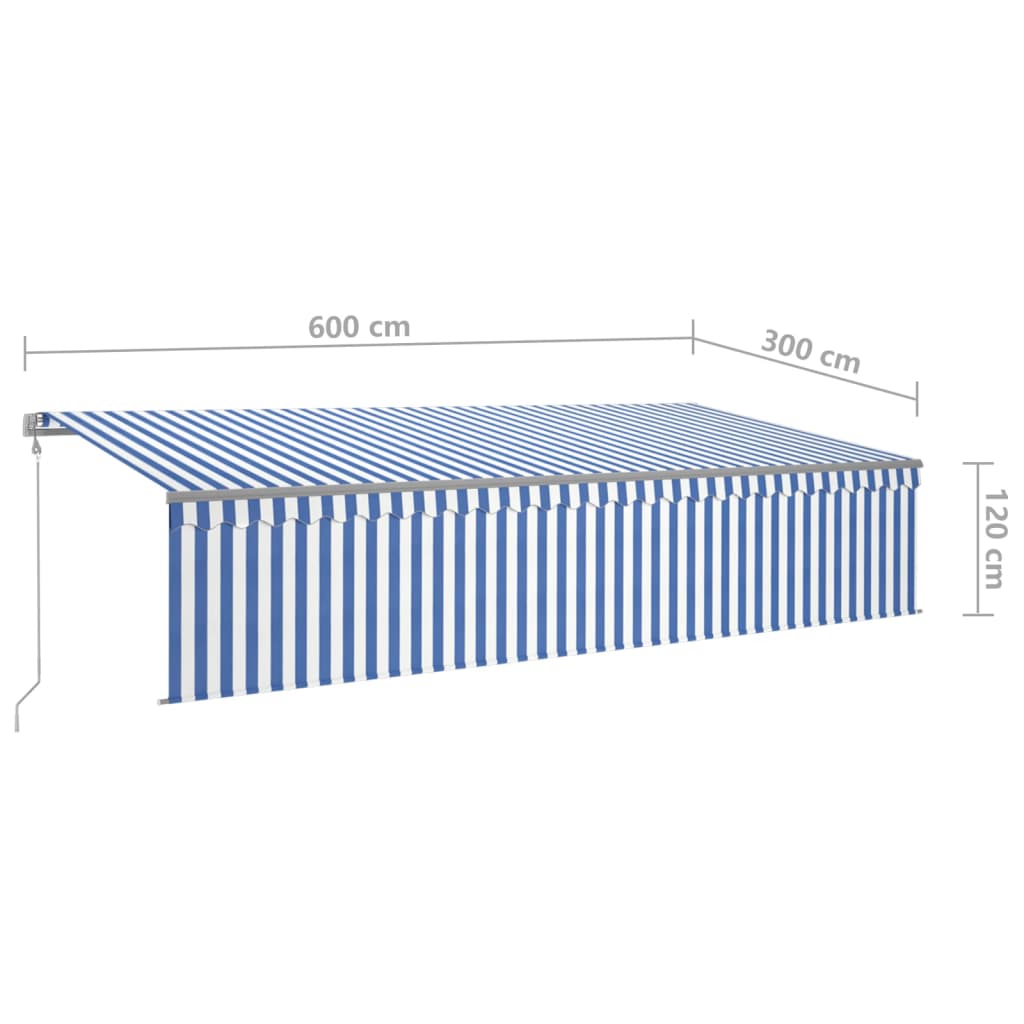 vidaXL Auvent Rétractable Automatique avec Lambrequin 6x3 m Bleu et Blanc
