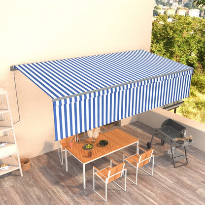 vidaXL Auvent Rétractable Automatique avec Lambrequin 6x3 m Bleu et Blanc