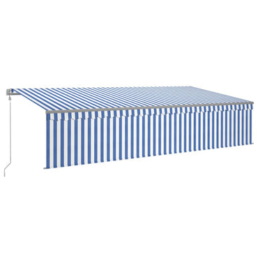 vidaXL Store banne automatique avec lambrequin LED et capteur de vent 6x3 m Bleu et blanc