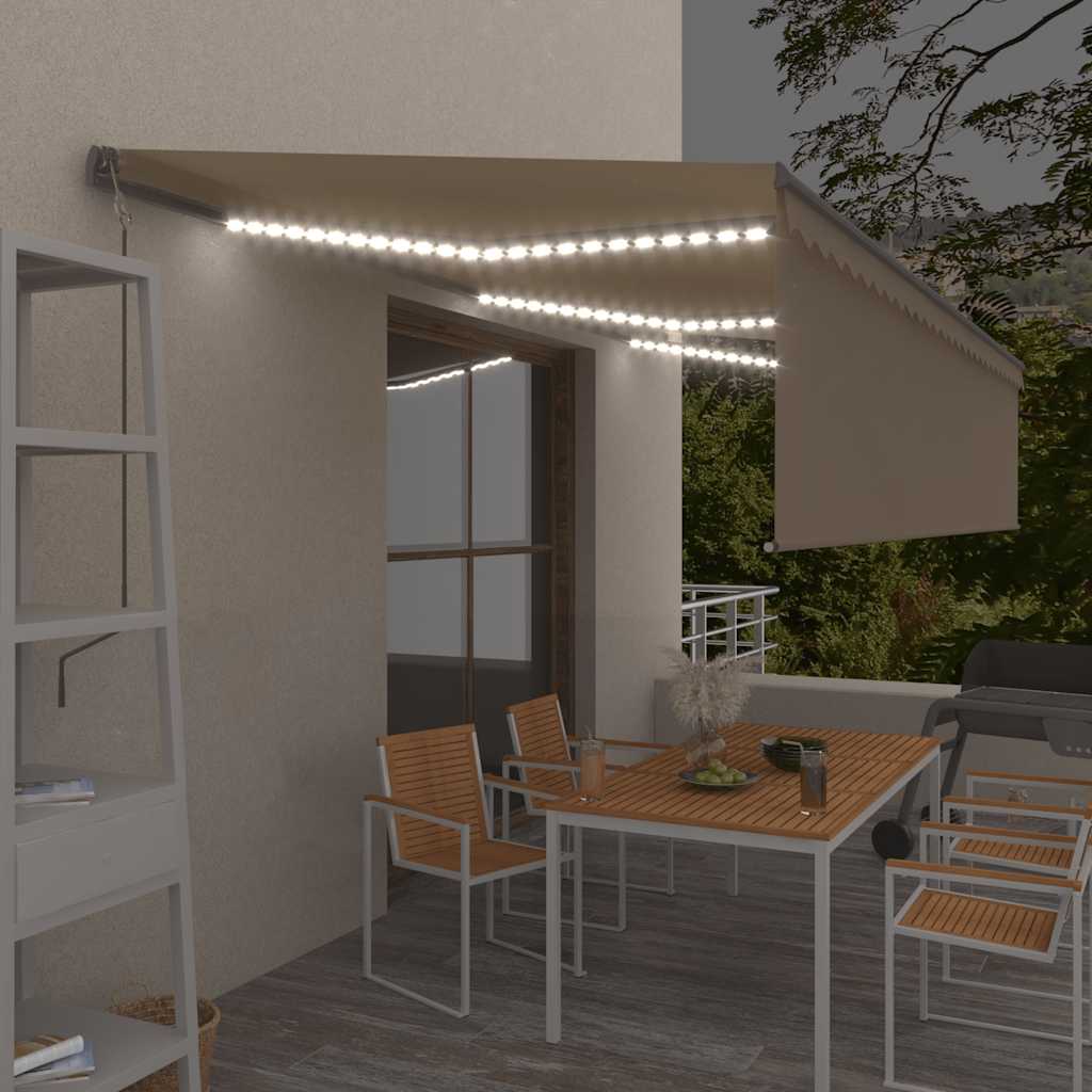 vidaXL Markise Automatisch mit Rollo LED Windsensor 6x3 m Creme