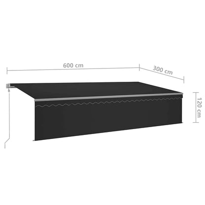 vidaXL Markise Automatisch mit Rollo LED Windsensor 6x3m Anthrazit