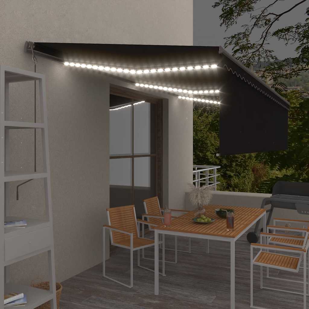 vidaXL Markise Automatisch mit Rollo LED Windsensor 6x3m Anthrazit