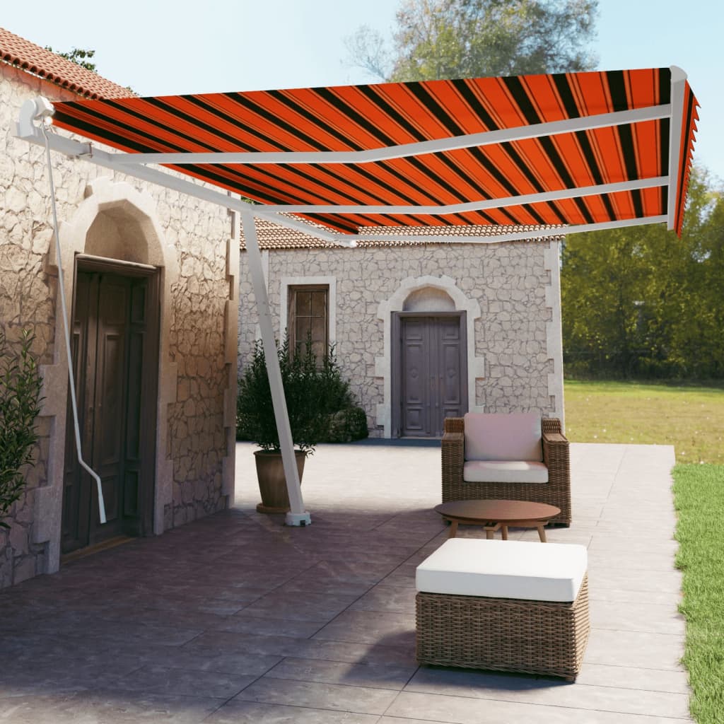 vidaXL Standmarkise Manuell Einziehbar 600x350 cm Orange/Braun