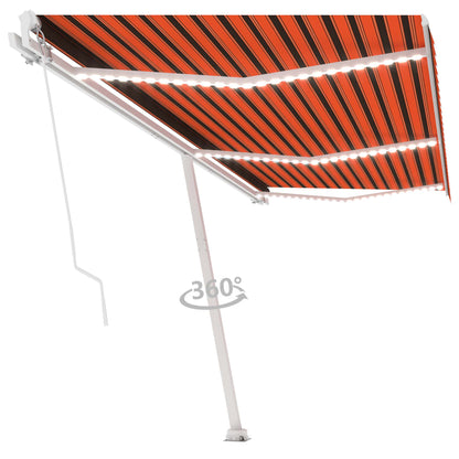 vidaXL Markise Manuell Einziehbar mit LED 600x350 cm Orange und Braun