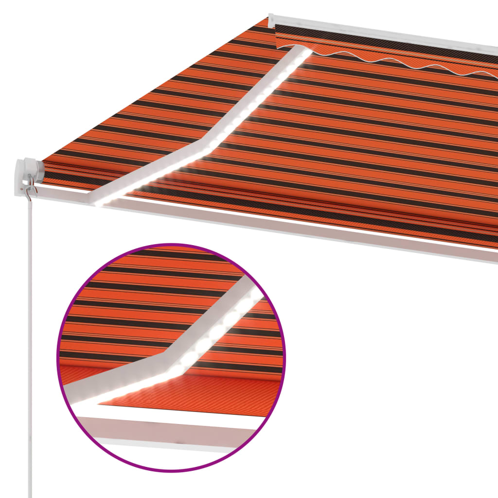 vidaXL Markise Manuell Einziehbar mit LED 600x350 cm Orange und Braun