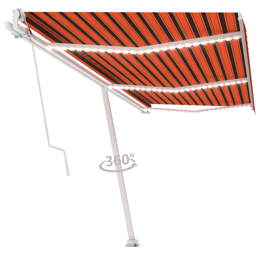 vidaXL Automatische Markise mit LED Windsensor 600x350 cm Orange/Braun