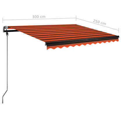 vidaXL Standmarkise Manuell Einziehbar 300x250 cm Orange/Braun