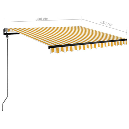 vidaXL Markise Manuell Einziehbar mit LED 300x250 cm Gelb und Weiß