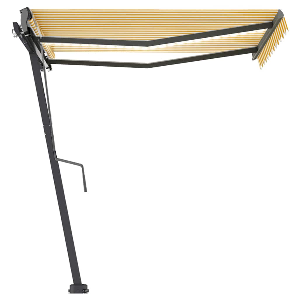 vidaXL Markise Manuell Einziehbar mit LED 300x250 cm Gelb und Weiß