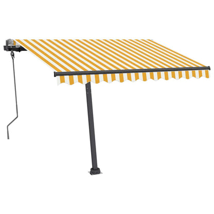 vidaXL Markise Manuell Einziehbar mit LED 300x250 cm Gelb und Weiß