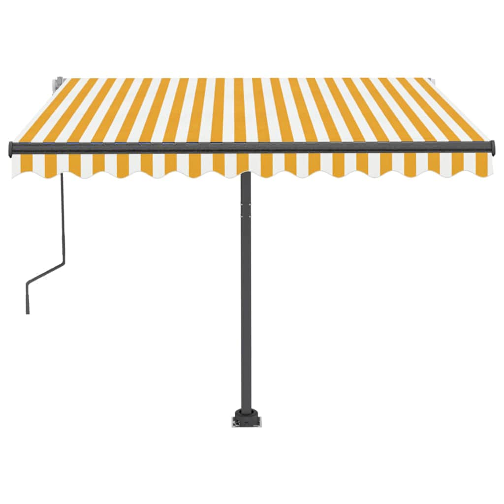 vidaXL Markise Manuell Einziehbar mit LED 300x250 cm Gelb und Weiß