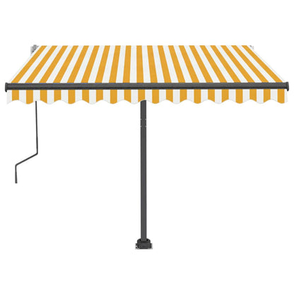 vidaXL Markise Manuell Einziehbar mit LED 300x250 cm Gelb und Weiß