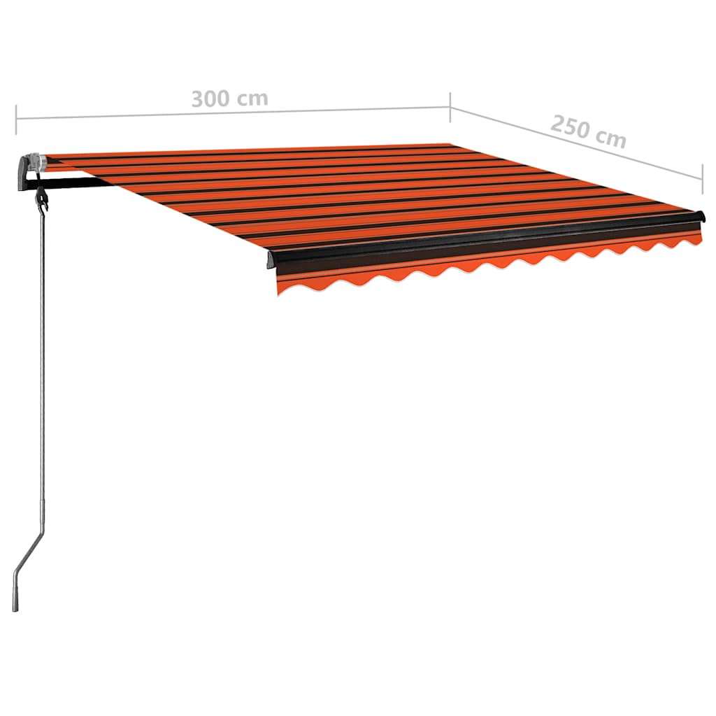 vidaXL Markise Manuell Einziehbar mit LED 300x250 cm Orange und Braun