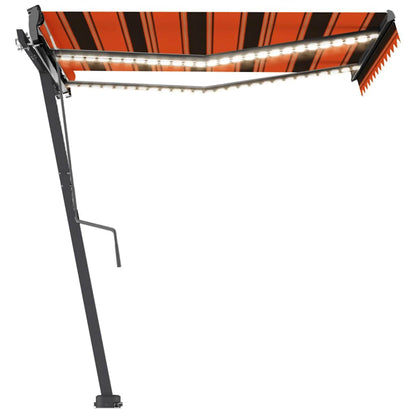 vidaXL Markise Manuell Einziehbar mit LED 300x250 cm Orange und Braun