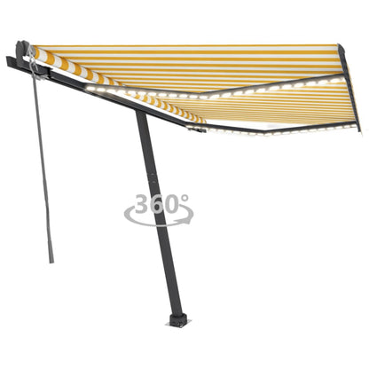 vidaXL Automatische Markise mit LED & Windsensor 300x250 cm Gelb/Weiß