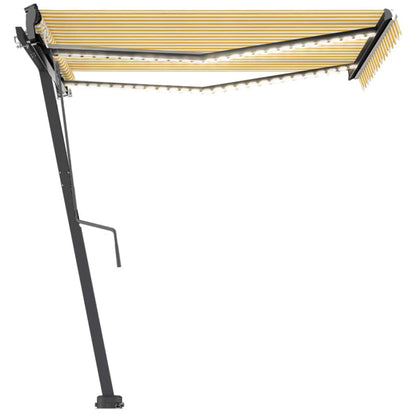 vidaXL Automatische Markise mit LED & Windsensor 300x250 cm Gelb/Weiß