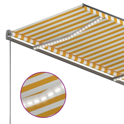 vidaXL Automatische Markise mit LED & Windsensor 300x250 cm Gelb/Weiß