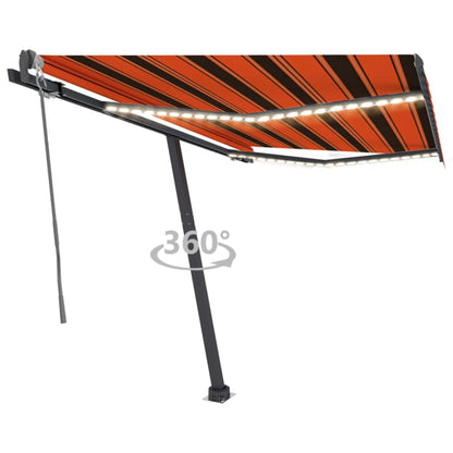 vidaXL Automatische Markise mit LED Windsensor 300x250 cm Orange/Braun