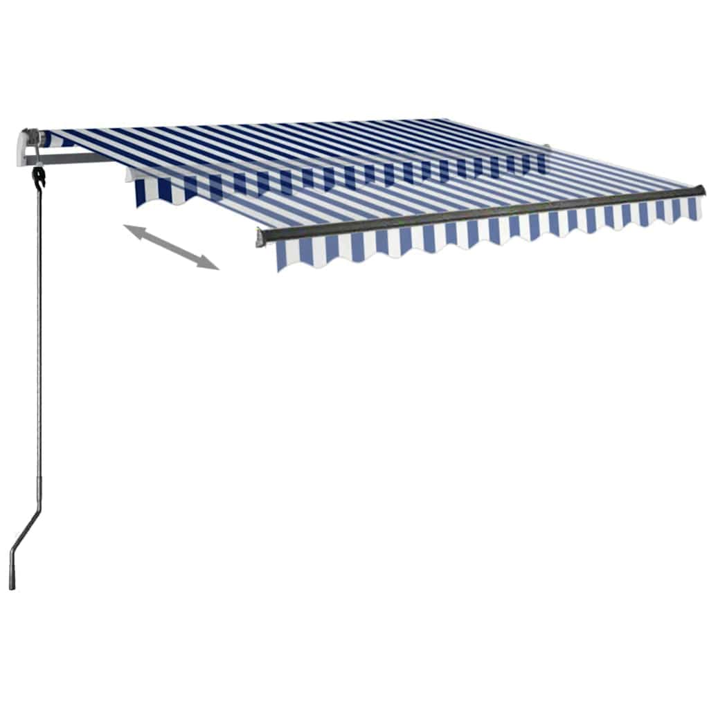 vidaXL Standmarkise Manuell Einziehbar 350x250 cm Blau/Weiß