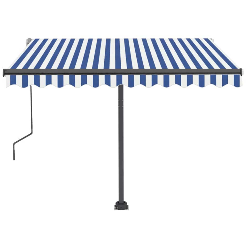vidaXL Standmarkise Manuell Einziehbar 350x250 cm Blau/Weiß