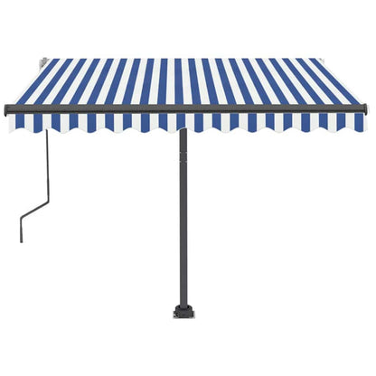 vidaXL Standmarkise Manuell Einziehbar 350x250 cm Blau/Weiß