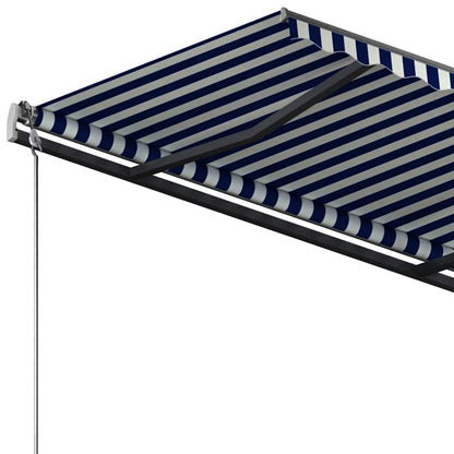 vidaXL Standmarkise Manuell Einziehbar 350x250 cm Blau/Weiß