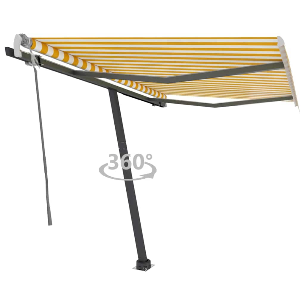 vidaXL Standmarkise Manuell Einziehbar 350x250 cm Gelb/Weiß