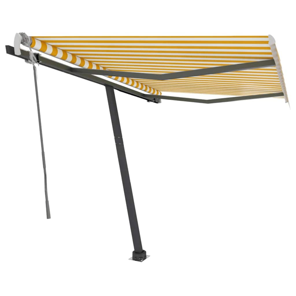 vidaXL Standmarkise Manuell Einziehbar 350x250 cm Gelb/Weiß