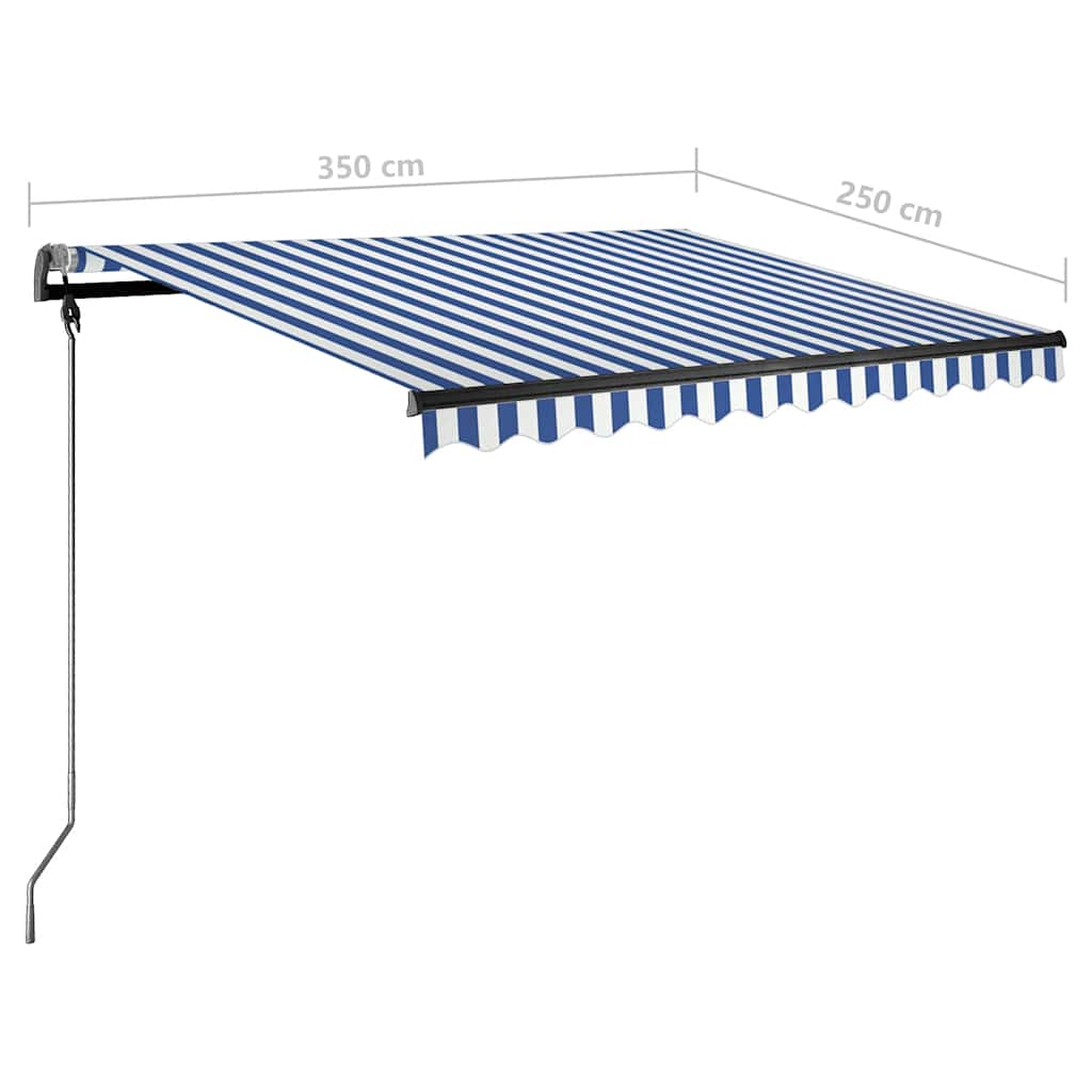 vidaXL Markise Manuell Einziehbar mit LED 350x250 cm Blau und Weiß
