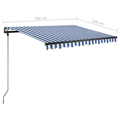 vidaXL Markise Manuell Einziehbar mit LED 350x250 cm Blau und Weiß