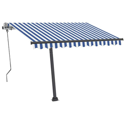 vidaXL Markise Manuell Einziehbar mit LED 350x250 cm Blau und Weiß