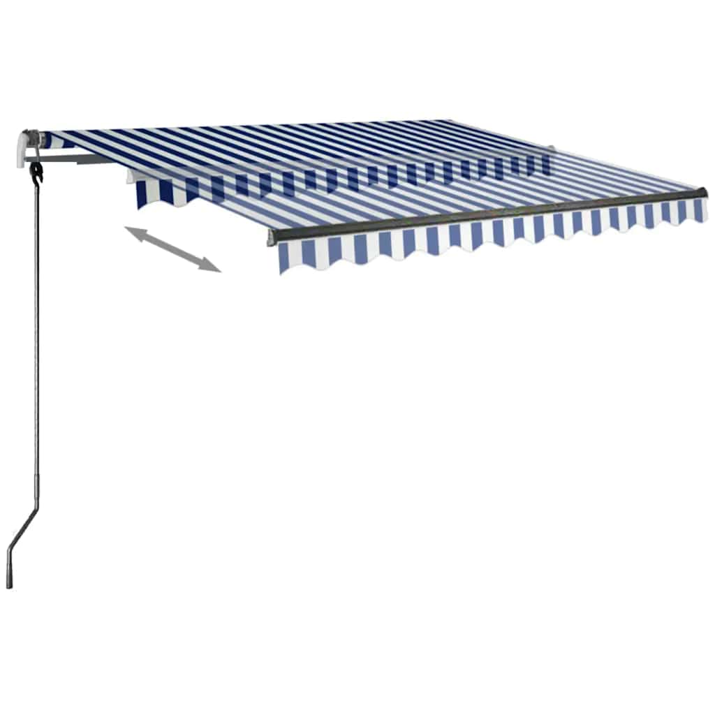 vidaXL Markise Manuell Einziehbar mit LED 350x250 cm Blau und Weiß