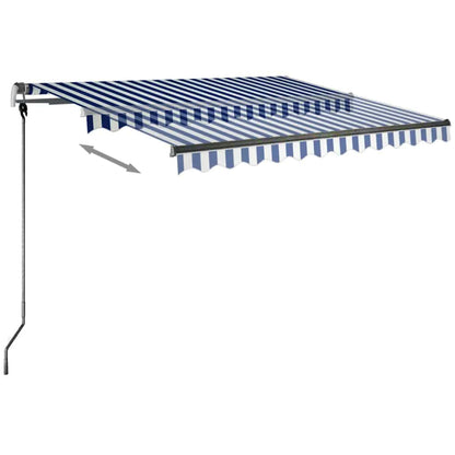 vidaXL Markise Manuell Einziehbar mit LED 350x250 cm Blau und Weiß