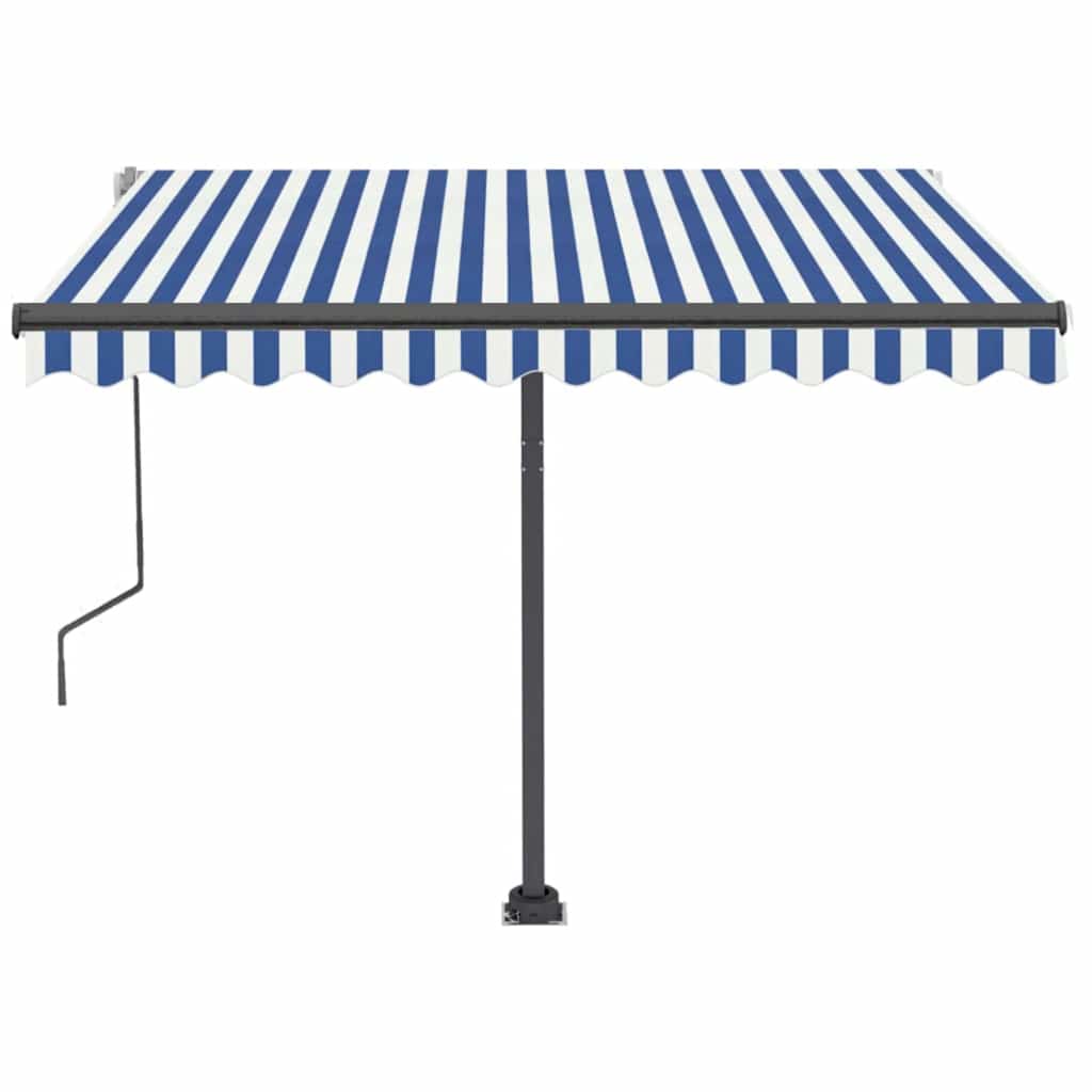 vidaXL Markise Manuell Einziehbar mit LED 350x250 cm Blau und Weiß