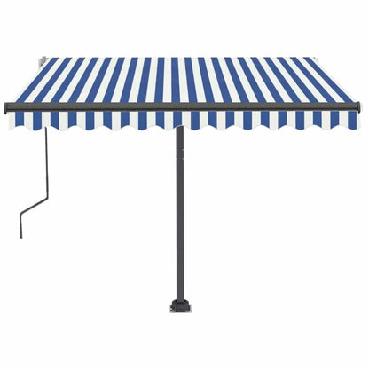 vidaXL Markise Manuell Einziehbar mit LED 350x250 cm Blau und Weiß