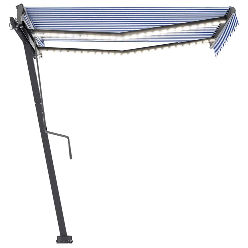vidaXL Markise Manuell Einziehbar mit LED 350x250 cm Blau und Weiß