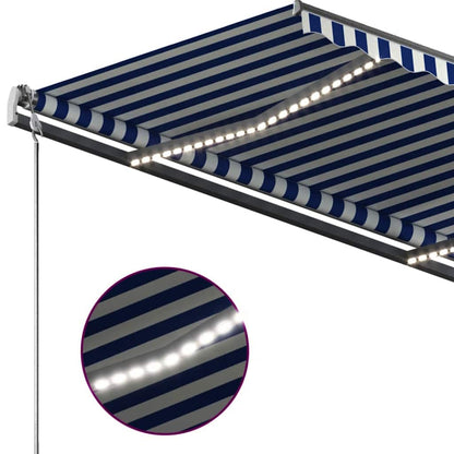 vidaXL Markise Manuell Einziehbar mit LED 350x250 cm Blau und Weiß