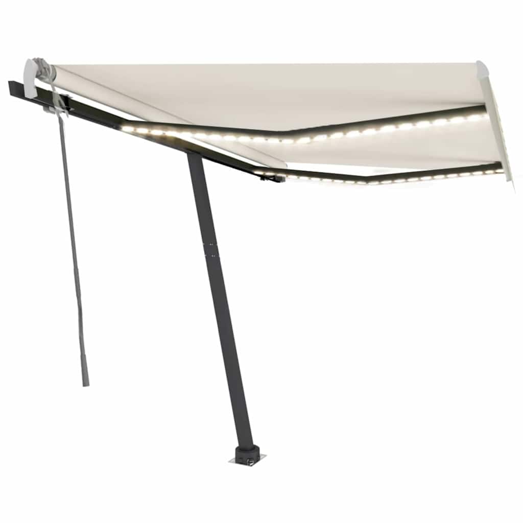 vidaXL Markise Manuell Einziehbar mit LED 350x250 cm Creme