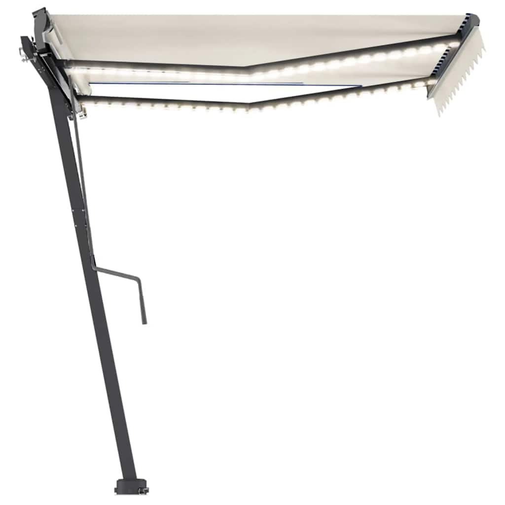 vidaXL Markise Manuell Einziehbar mit LED 350x250 cm Creme