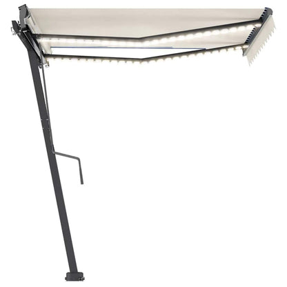 vidaXL Markise Manuell Einziehbar mit LED 350x250 cm Creme