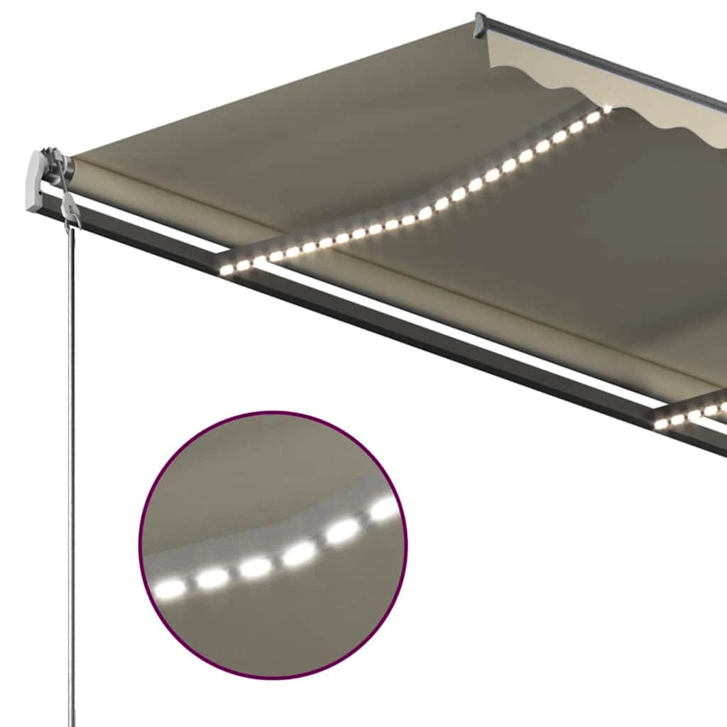vidaXL Markise Manuell Einziehbar mit LED 350x250 cm Creme