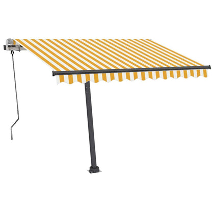 vidaXL Auvent manuel rétractable à LED 350x250 cm jaune et blanc