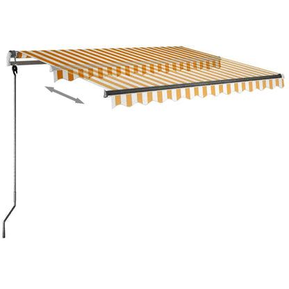 vidaXL Auvent manuel rétractable à LED 350x250 cm jaune et blanc