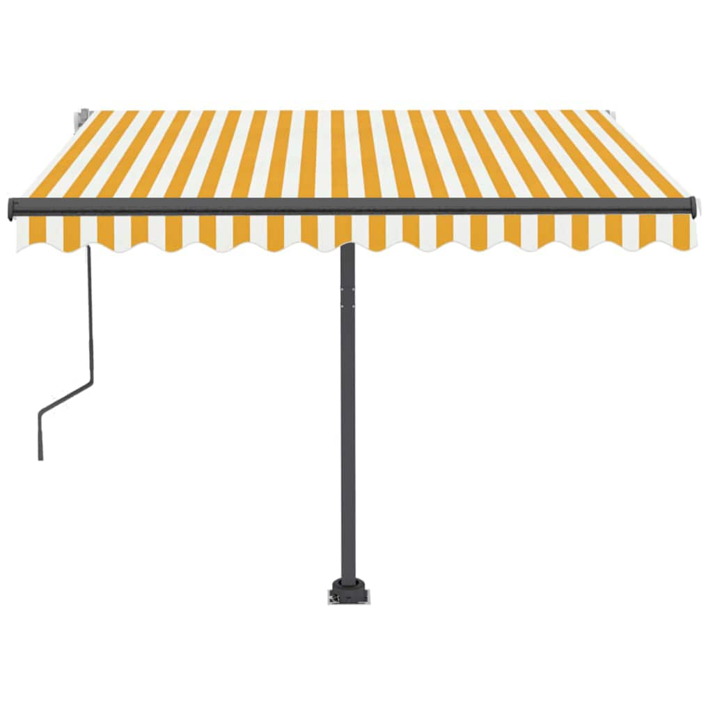 vidaXL Auvent manuel rétractable à LED 350x250 cm jaune et blanc