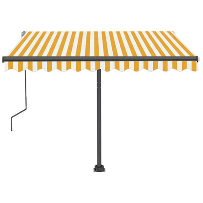 vidaXL Auvent manuel rétractable à LED 350x250 cm jaune et blanc