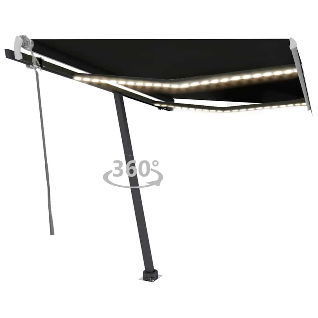 vidaXL Markise Manuell Einziehbar mit LED 350x250 cm Anthrazit