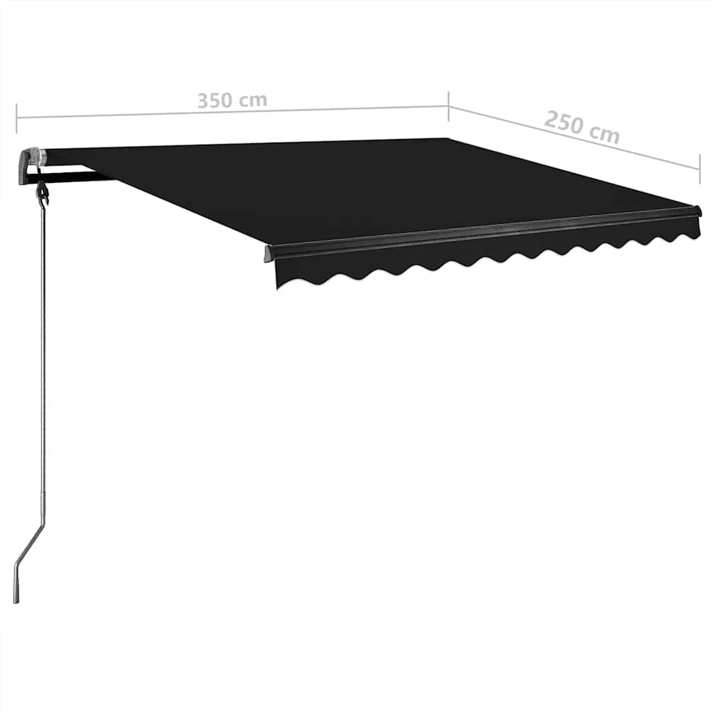vidaXL Markise Manuell Einziehbar mit LED 350x250 cm Anthrazit