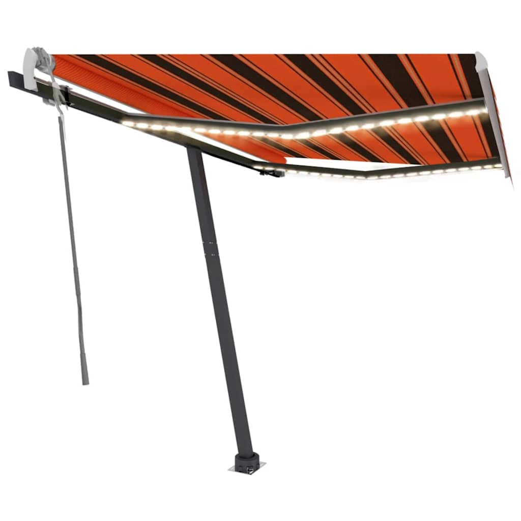 vidaXL Einziehbare Markise Handbetrieben LED 350x250 cm Orange Braun