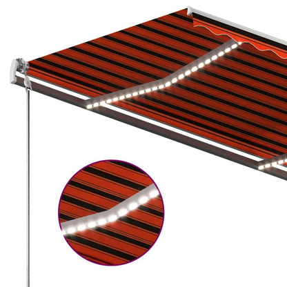 vidaXL Einziehbare Markise Handbetrieben LED 350x250 cm Orange Braun